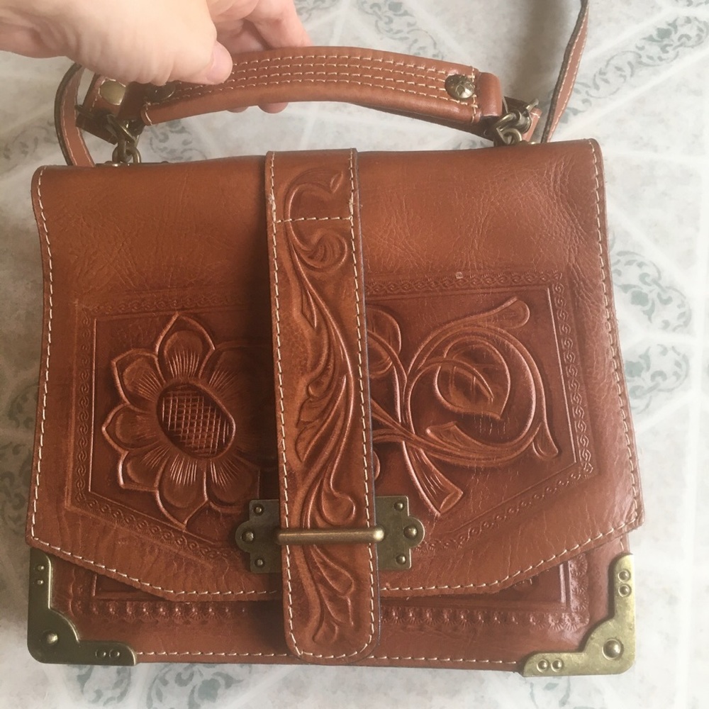 Patricia Nash Leather Embossed Rose Boho Purse